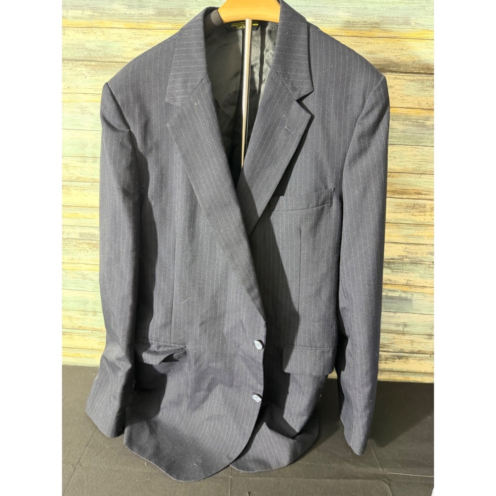 American Trend Suit Jacket Tall & Big Navy Pinstripe EUC 2-Button Blazer 48L